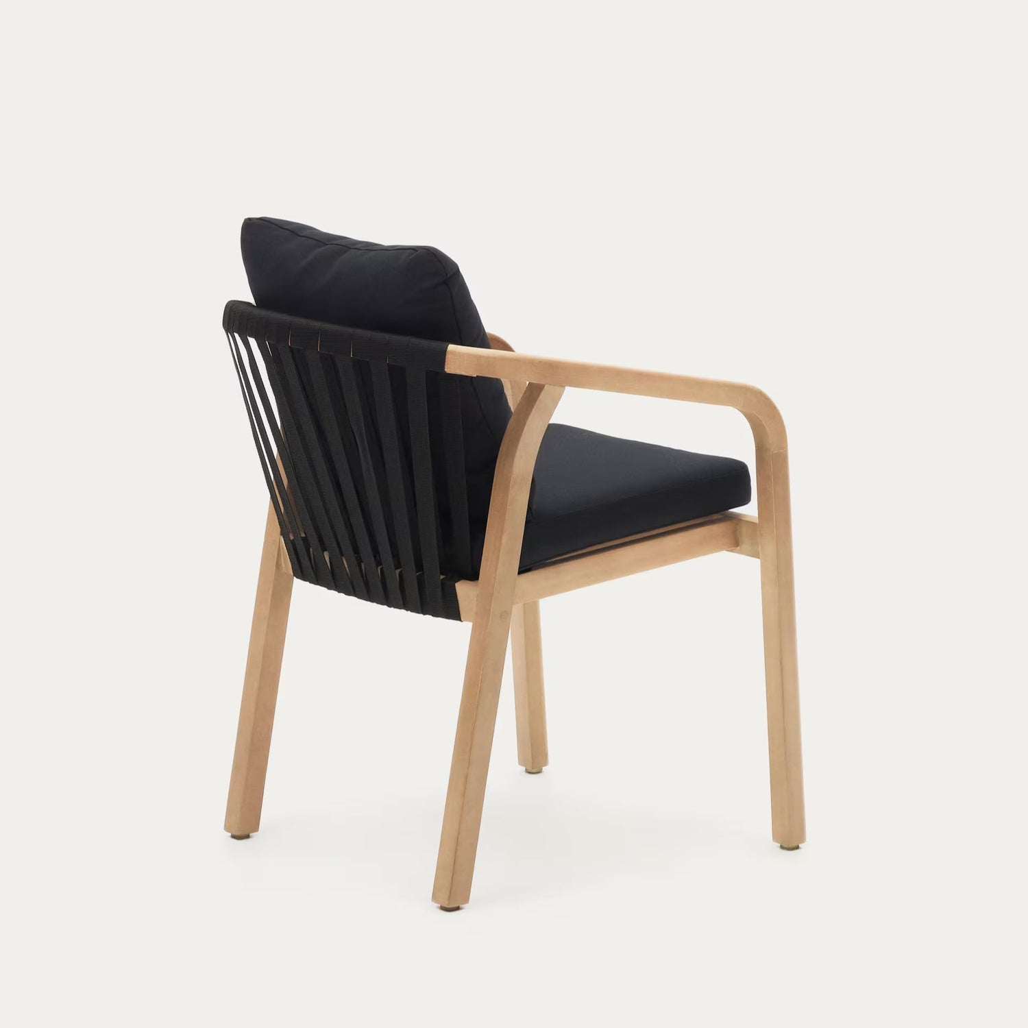 Wooden Dining Chair with Black Cushions