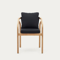 Wooden Dining Chair with Black Cushions