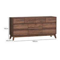 Wooden Chest of Drawer for Living Storage in Walnut Finish