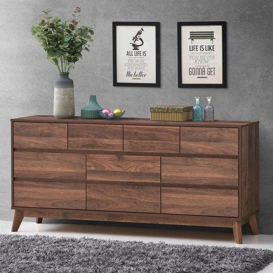 Wooden Chest of Drawer for Living Storage in Walnut Finish