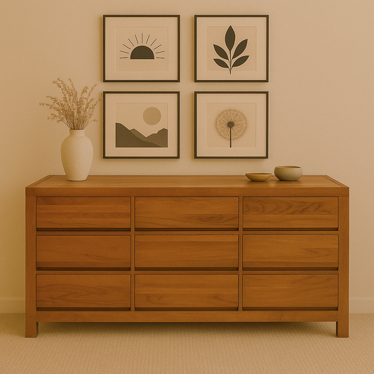 Solid Wood Chest of Drawer for Living Room in Natural Finish