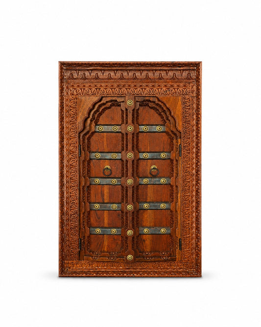 Handcrafted Carved Wooden Double Door Window | Traditional Indian Design | Heavy Duty Solid Wood Door