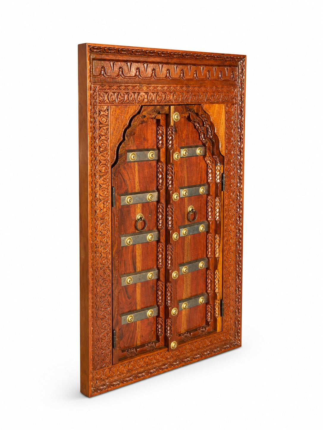Handcrafted Carved Wooden Double Door Window