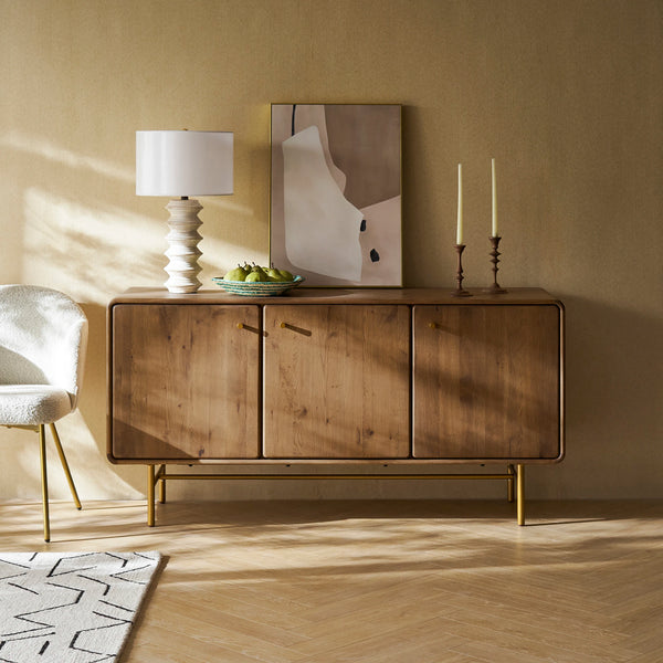 Solid Wood Crockery Unit with Storage for Living Room