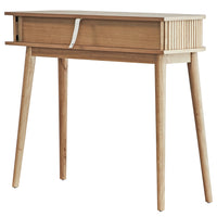 Solid Wood Console Table with Slatted Sides & Open Shelf