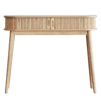 Solid Wood Console Table with Slatted Sides & Open Shelf