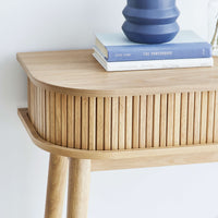 Solid Wood Console Table with Slatted Sides & Open Shelf