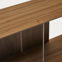 Solid Wood Adjustable Bookshelf for Living Storage in Walnut Finish