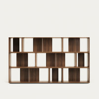 Solid Wood Adjustable Bookshelf for Living Storage in Walnut Finish