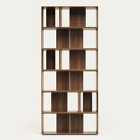 Solid Wood Adjustable Bookshelf for Living Storage in Walnut Finish