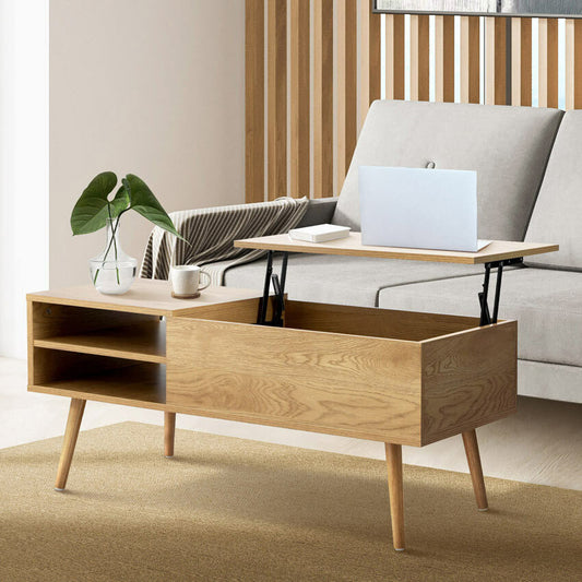 Wooden Lift-Top Coffee Table with Storage