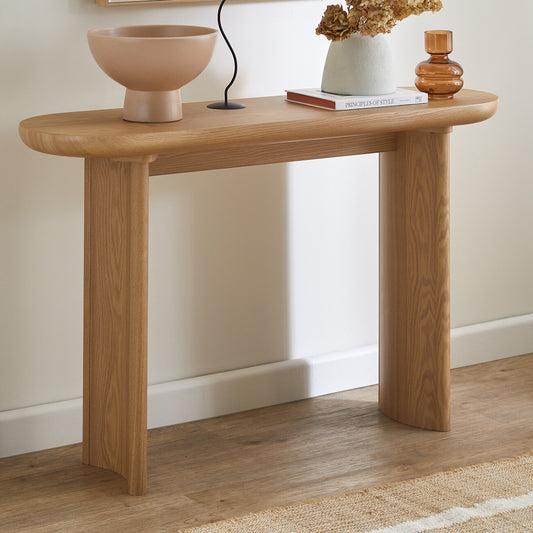 Solid Wood Console Table with Curved Leg for Living Room