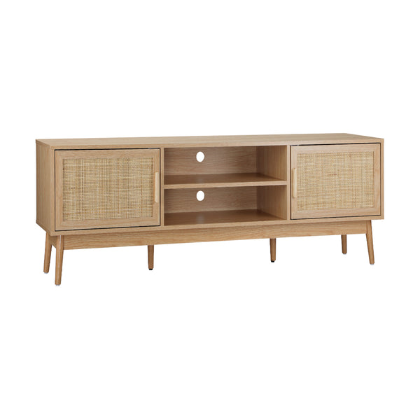 Wooden TV Cabinet for Entertainment Space in Rattan Design - alternate