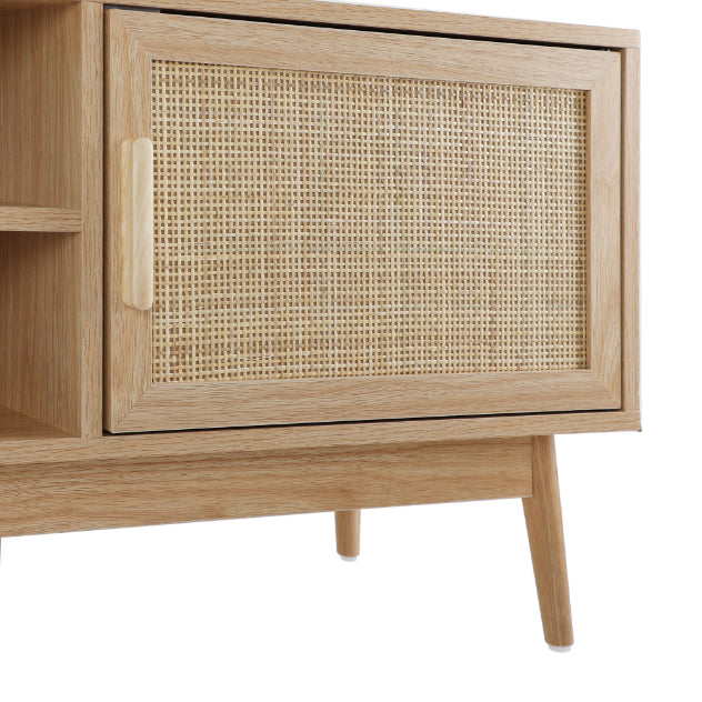 Wooden TV Cabinet for Entertainment Space in Rattan Design