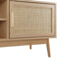 Wooden TV Cabinet for Entertainment Space in Rattan Design