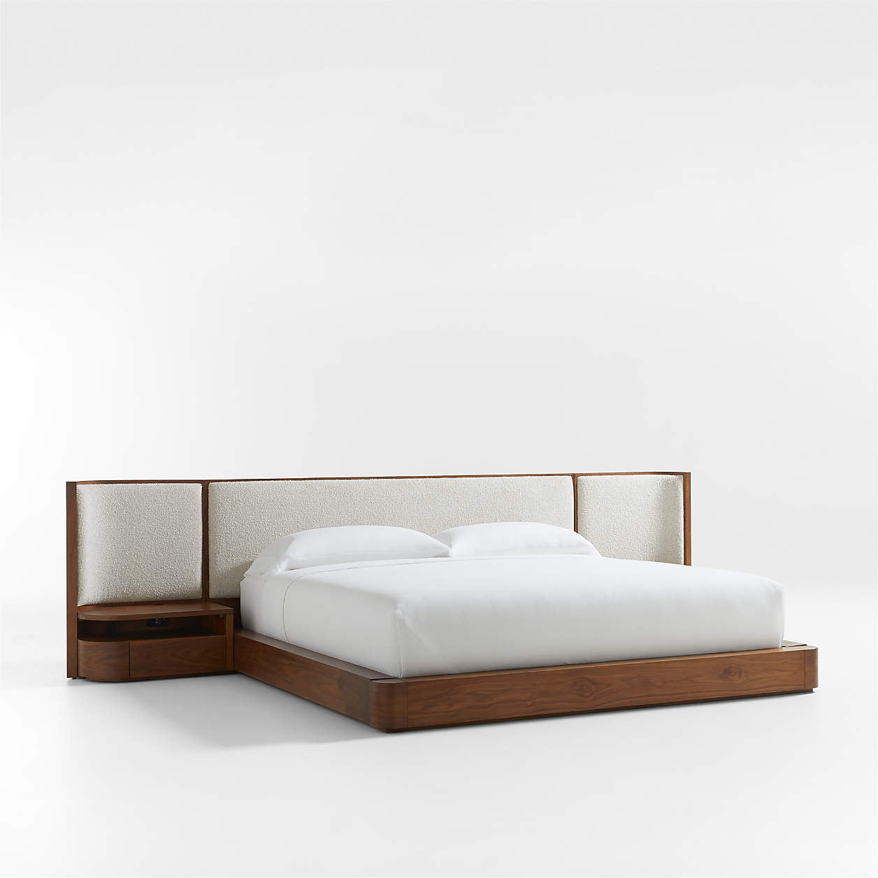 Wooden Upholstered King Size Bed with Nightstands