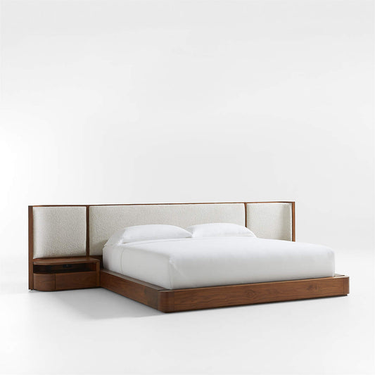 Wooden Upholstered King Size Bed with Nightstands
