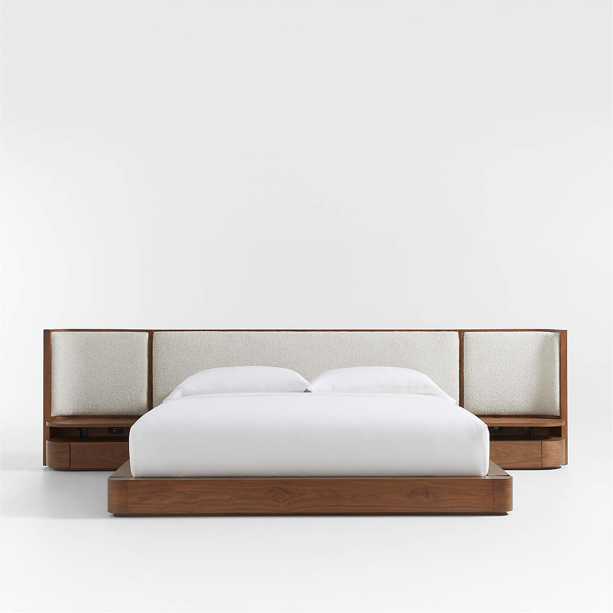 Wooden Upholstered King Size Bed with Nightstands