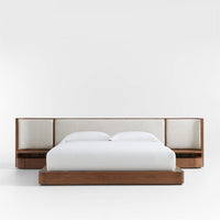 Wooden Upholstered King Size Bed with Nightstands