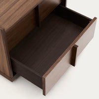 Solid Wood Beside Table with 2 Drawers in Walnut Finish