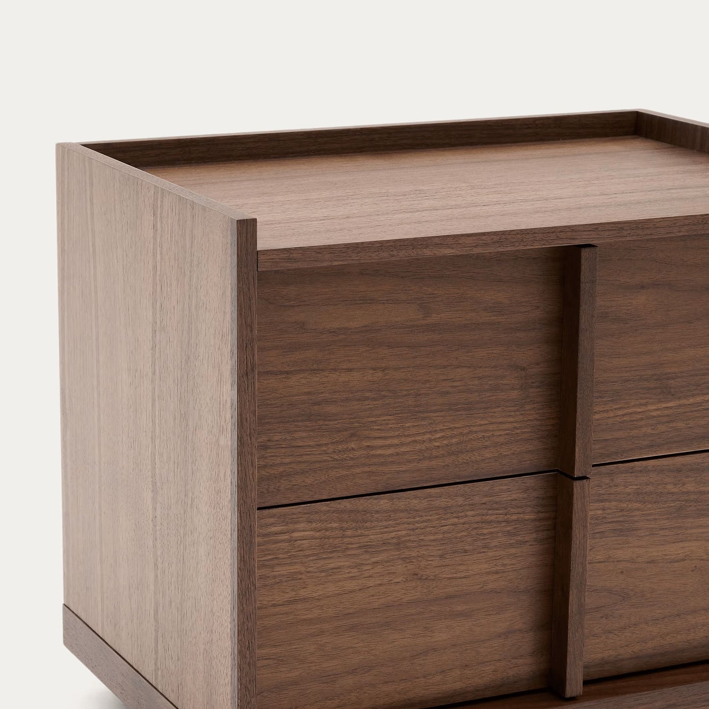 Solid Wood Beside Table with 2 Drawers in Walnut Finish