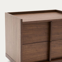 Solid Wood Beside Table with 2 Drawers in Walnut Finish