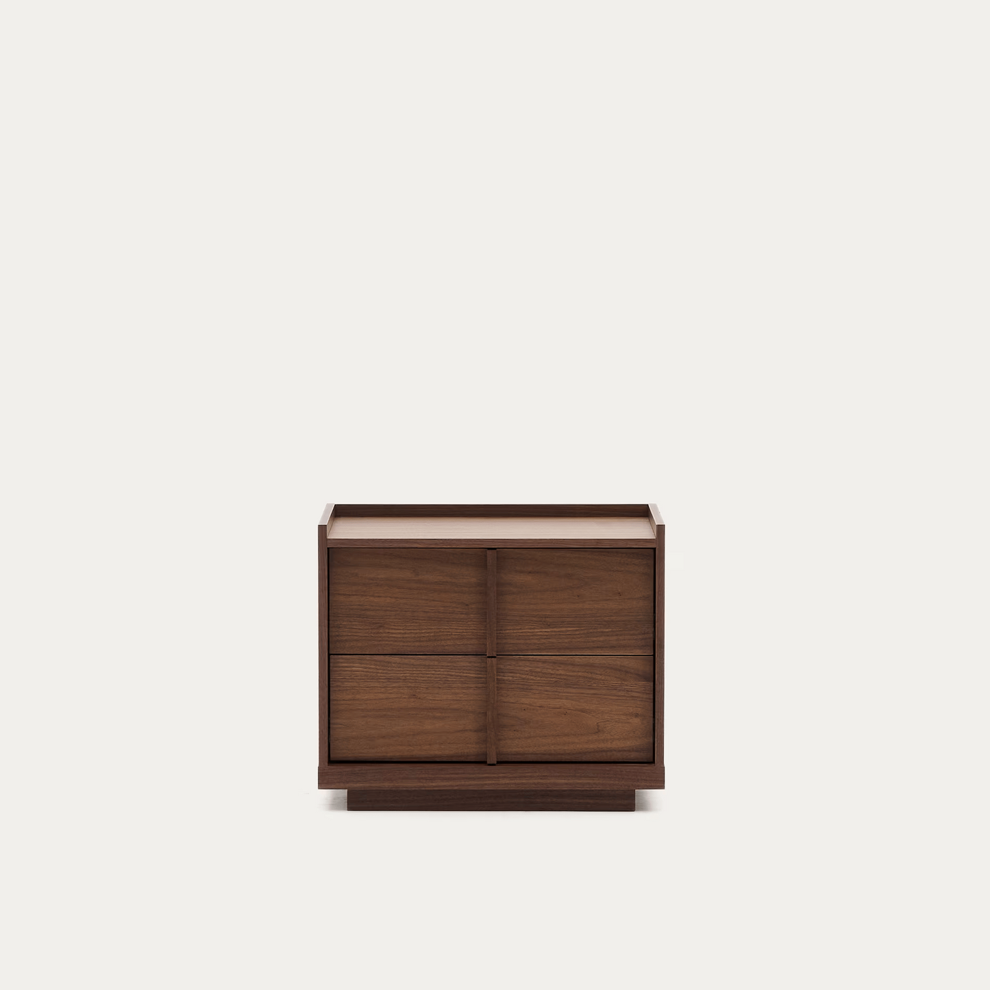 Solid Wood Beside Table with 2 Drawers in Walnut Finish