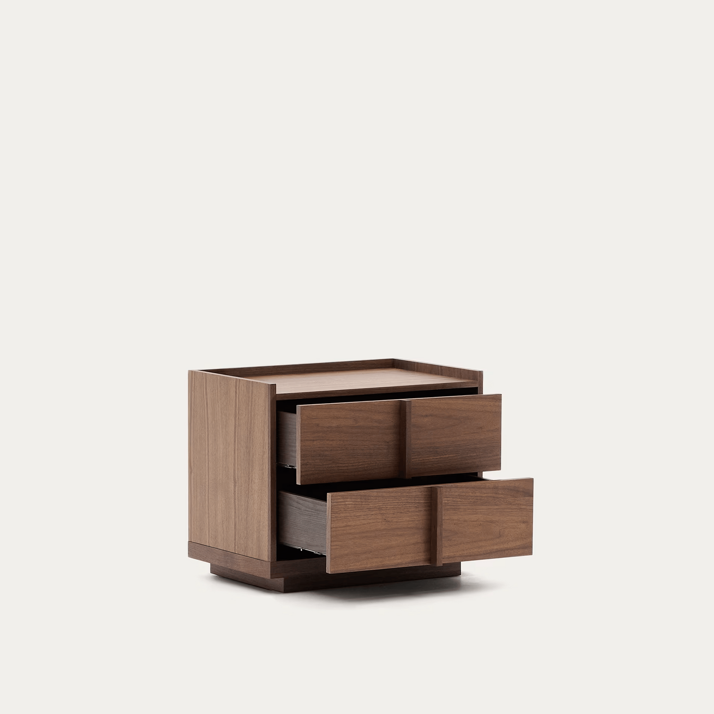 Solid Wood Beside Table with 2 Drawers in Walnut Finish