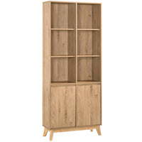 Solid Wood Bookshelf for Living Storage in Natural Finish