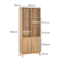 Solid Wood Bookshelf for Living Storage in Natural Finish