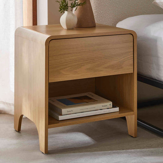 Wood Bedside Table with Drawers for Bedroom