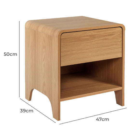 Wooden Bedside Table with Drawers for Bedroom
