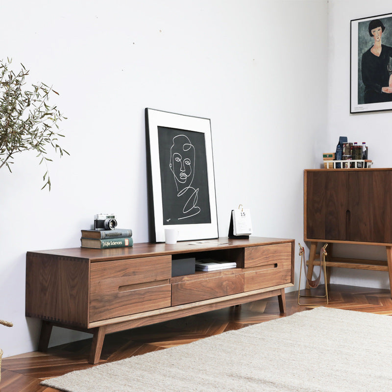 Wooden TV Cabinet with Storage for Living Storage in Natural Finish