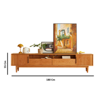 Solid Wood TV Cabinet with Storage for Living Storage in Natural Oak Finish