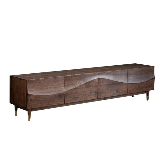Solid Wood TV Cabinet in Walnut Finish for Entertainment Space