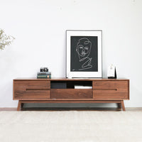 Wooden TV Cabinet with Storage for Living Storage in Natural Finish