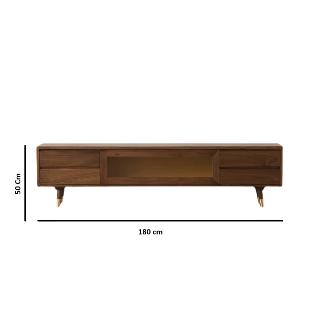 Wooden TV Cabinet in Black Walnut Finish for Entertainment Space