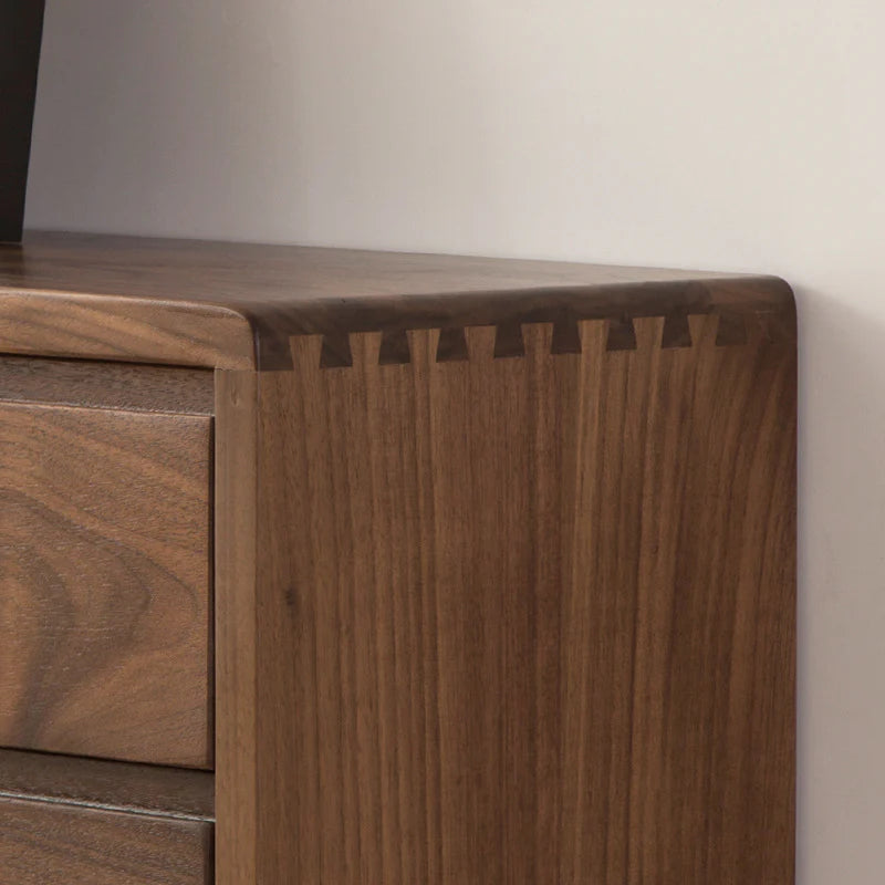 Wooden TV Cabinet in Black Walnut Finish for Entertainment Space