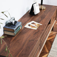 Wooden TV Cabinet with Storage for Living Storage in Natural Finish