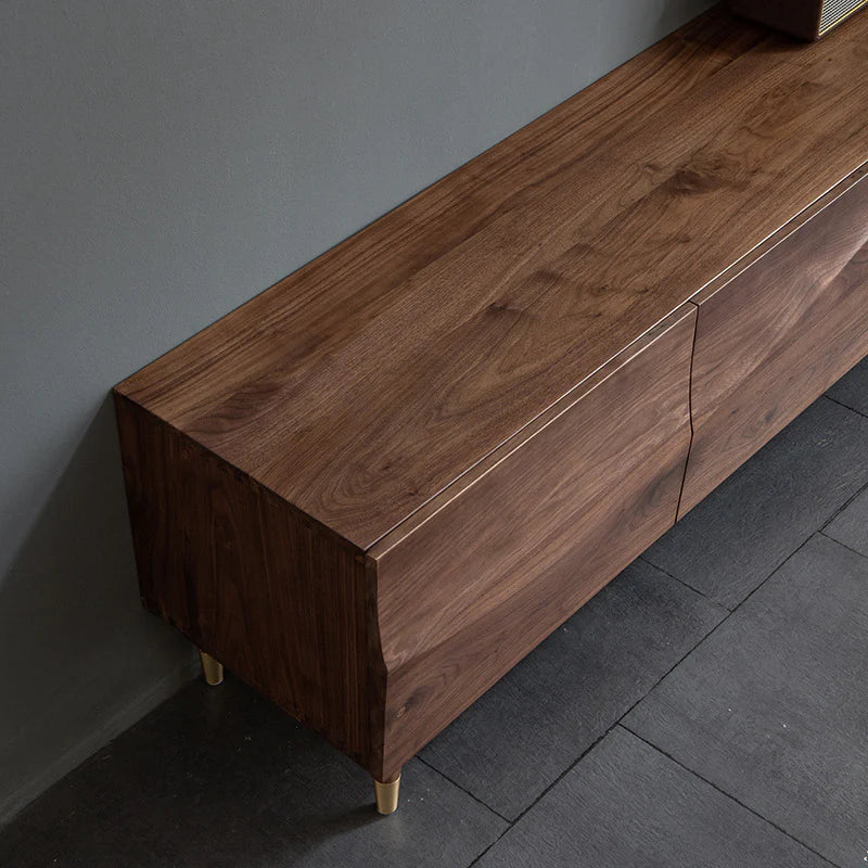 Solid Wood TV Cabinet in Walnut Finish for Entertainment Space