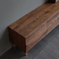 Solid Wood TV Cabinet in Walnut Finish for Entertainment Space