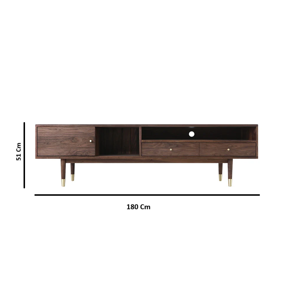 Solid Wood TV Cabinet in Natural Finish for Entertainment Space