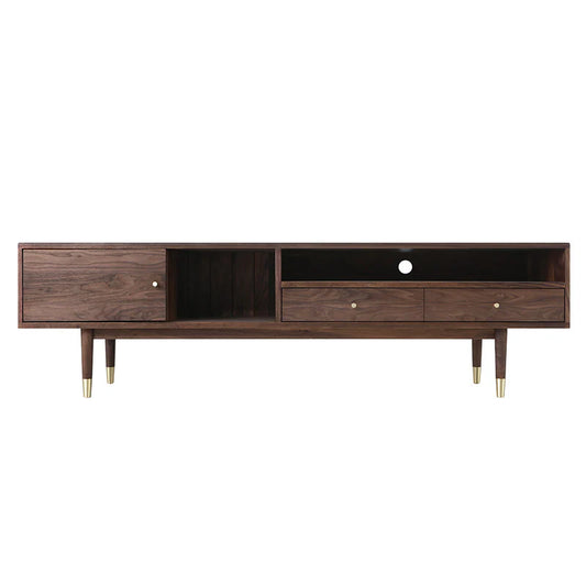 Solid Wood TV Cabinet in Natural Finish for Entertainment Space