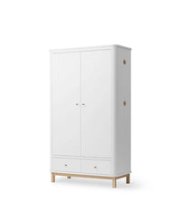 Solid Wood Wardrobe with Drawers for Bedroom in White Finish