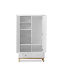 Solid Wood Wardrobe with Drawers for Bedroom in White Finish