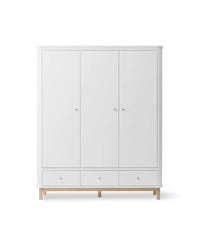 Wooden Wardrobe with Drawers for Bedroom in White Finish