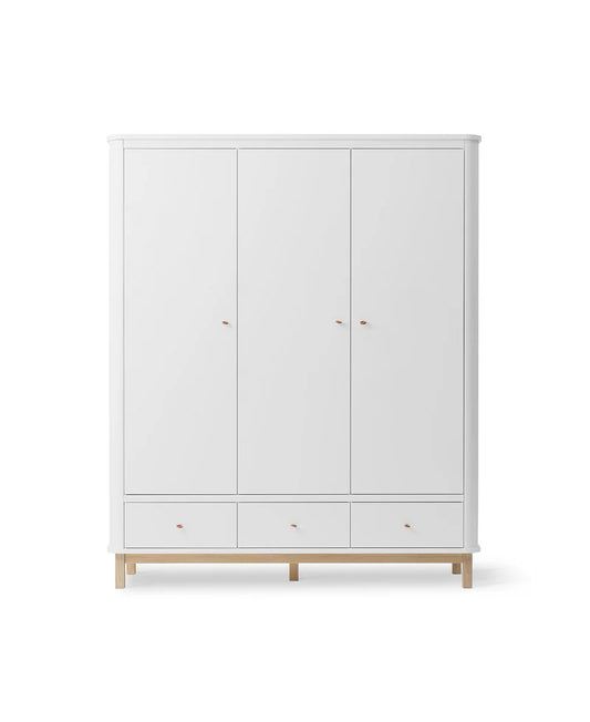 Wooden Wardrobe with Drawers for Bedroom in White Finish