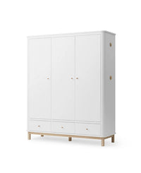 Wooden Wardrobe with Drawers for Bedroom in White Finish