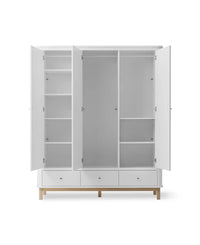 Wooden Wardrobe with Drawers for Bedroom in White Finish