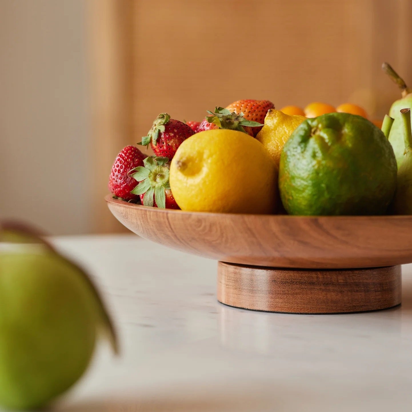 Wooden Serving Bowl Multi-Purpose Pedestal Bowl for Fruits, Snacks & Decoration